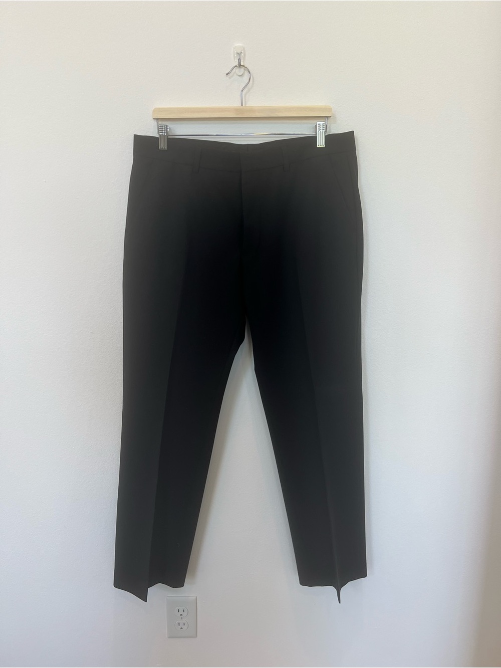 Express Design Studio Men's Black Wool Producer Pants - Straight Fit. 34x30